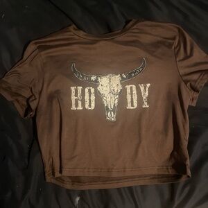 SHEIN Brown Graphic Crop Top
